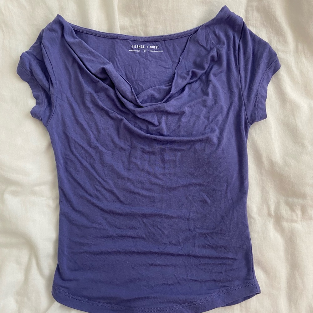 URBAN OUTFITTERS SILENCE + NOISE LARA COWL NECK TOP DARK PURPLE